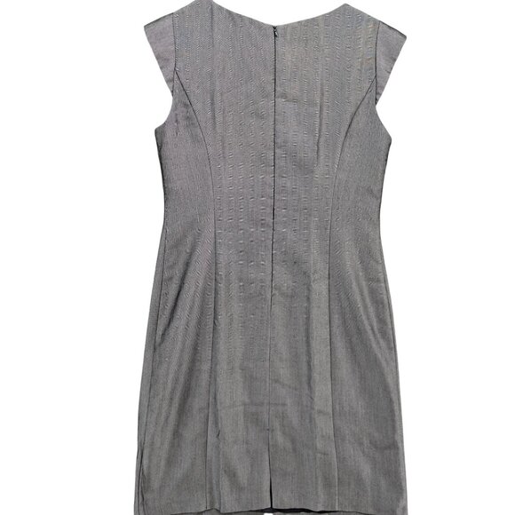 Sandra Darren Sheath Dress Pewter Grey Cap Sleeve Bow Detail Lined Size 8 - Picture 2 of 11